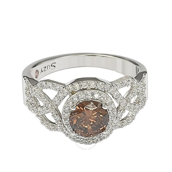 Suzy Levian Sterling Silver Brown Diamond Ring.